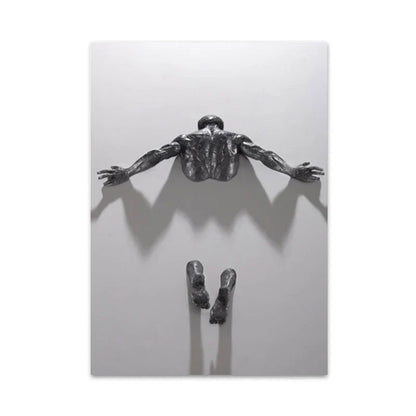 Minimalist Abstract Iron Statue Wall Art Canvas Print for Home Decor
