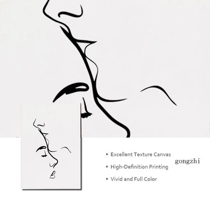Minimalist Lovers Line Art Canvas Print for Home Decor Unframed