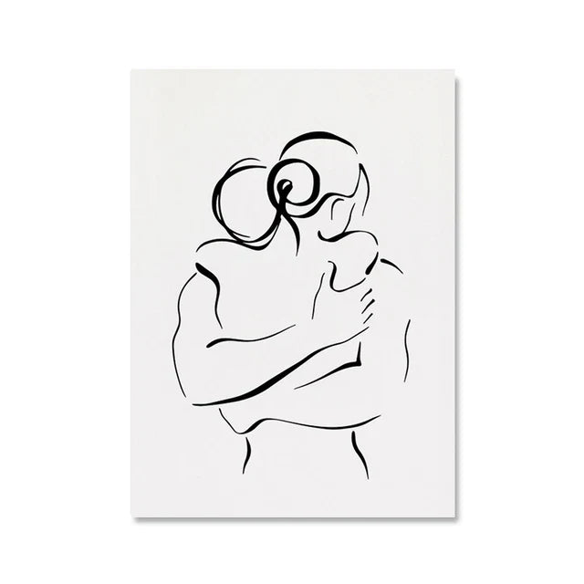 Minimalist Lovers Line Art Canvas Print for Home Decor Unframed