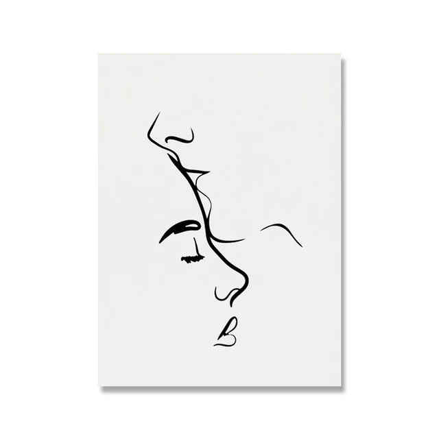 Minimalist Lovers Line Art Canvas Print for Home Decor Unframed