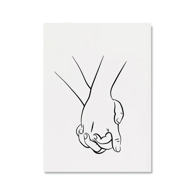 Minimalist Lovers Line Art Canvas Print for Home Decor Unframed