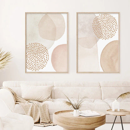 Minimalist Pink Beige Abstract Canvas Prints for Nordic Home Decor
