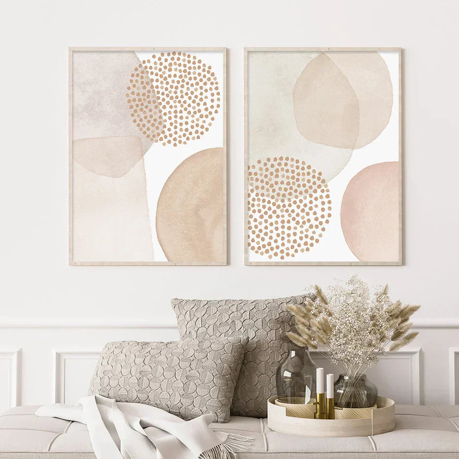 Minimalist Pink Beige Abstract Canvas Prints for Nordic Home Decor