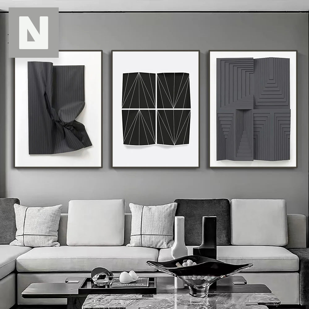 Modern Abstract 3D Effect Canvas Wall Art for Living Room & Bedroom