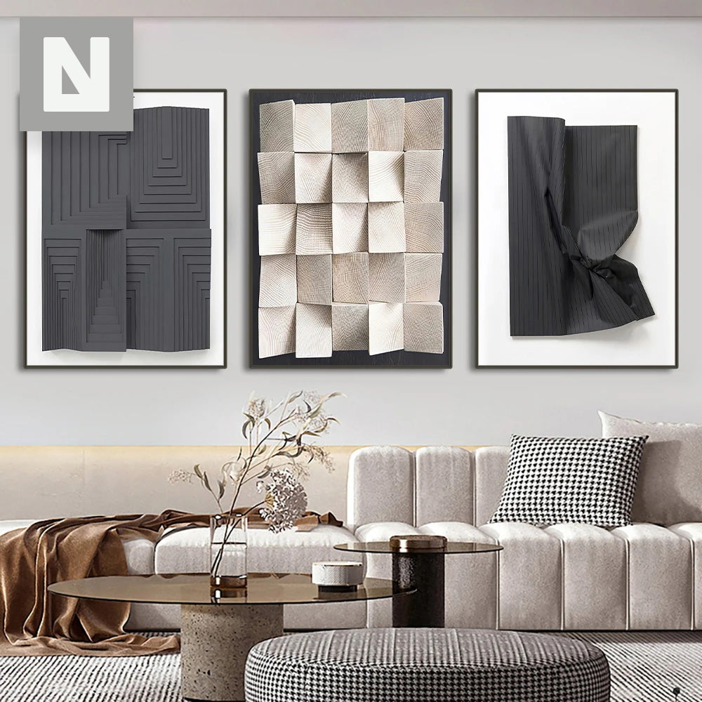 Modern Abstract 3D Effect Canvas Wall Art for Living Room & Bedroom