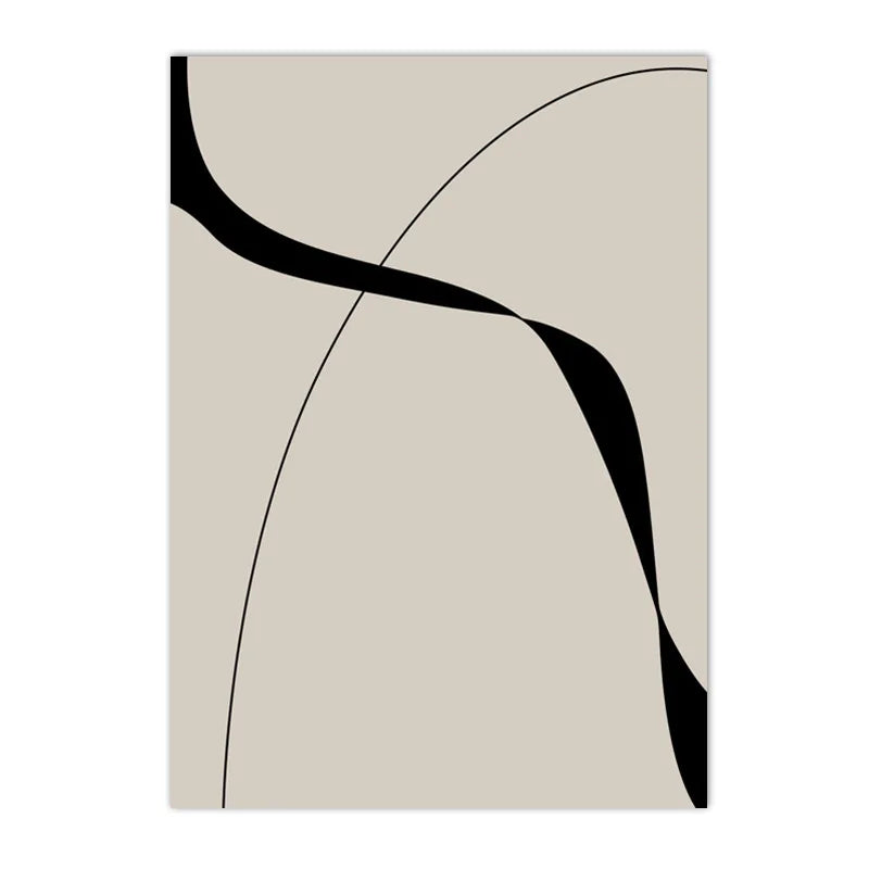Modern Abstract Black Line & Shape Minimalist Canvas Wall Art