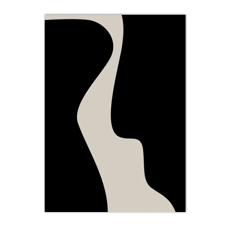 Modern Abstract Black Line & Shape Minimalist Canvas Wall Art