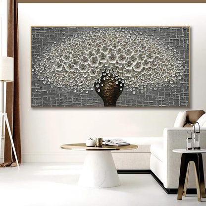 Modern Abstract Flower Tree Canvas Art for Living Room & Office Decor