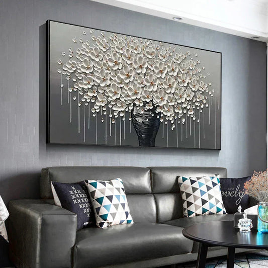 Modern Abstract Flower Tree Canvas Art for Living Room & Office Decor