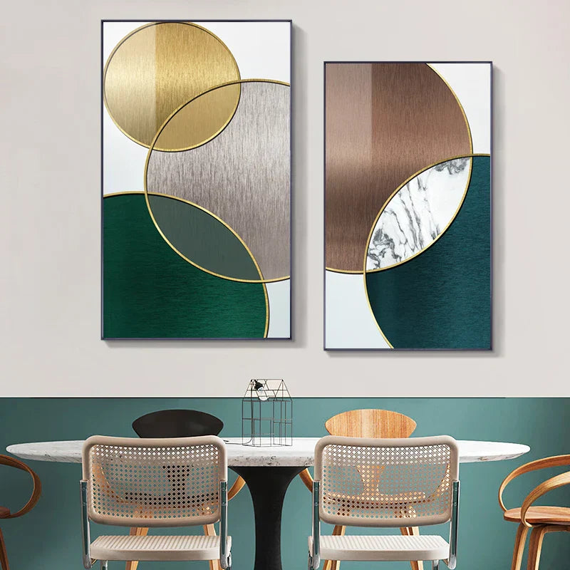 Modern Abstract Geometric Circles Canvas Art for Luxury Home Decor