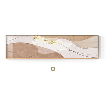 Modern Abstract Wide Format Canvas Art - Neutral Colors & Flowing