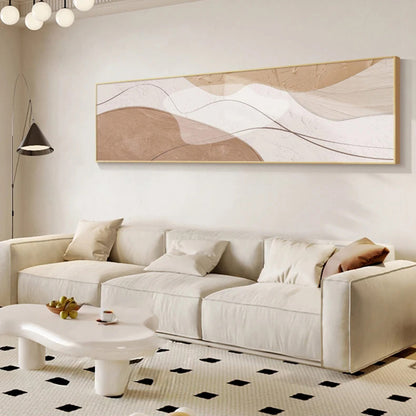 Modern Abstract Wide Format Canvas Art - Neutral Colors & Flowing