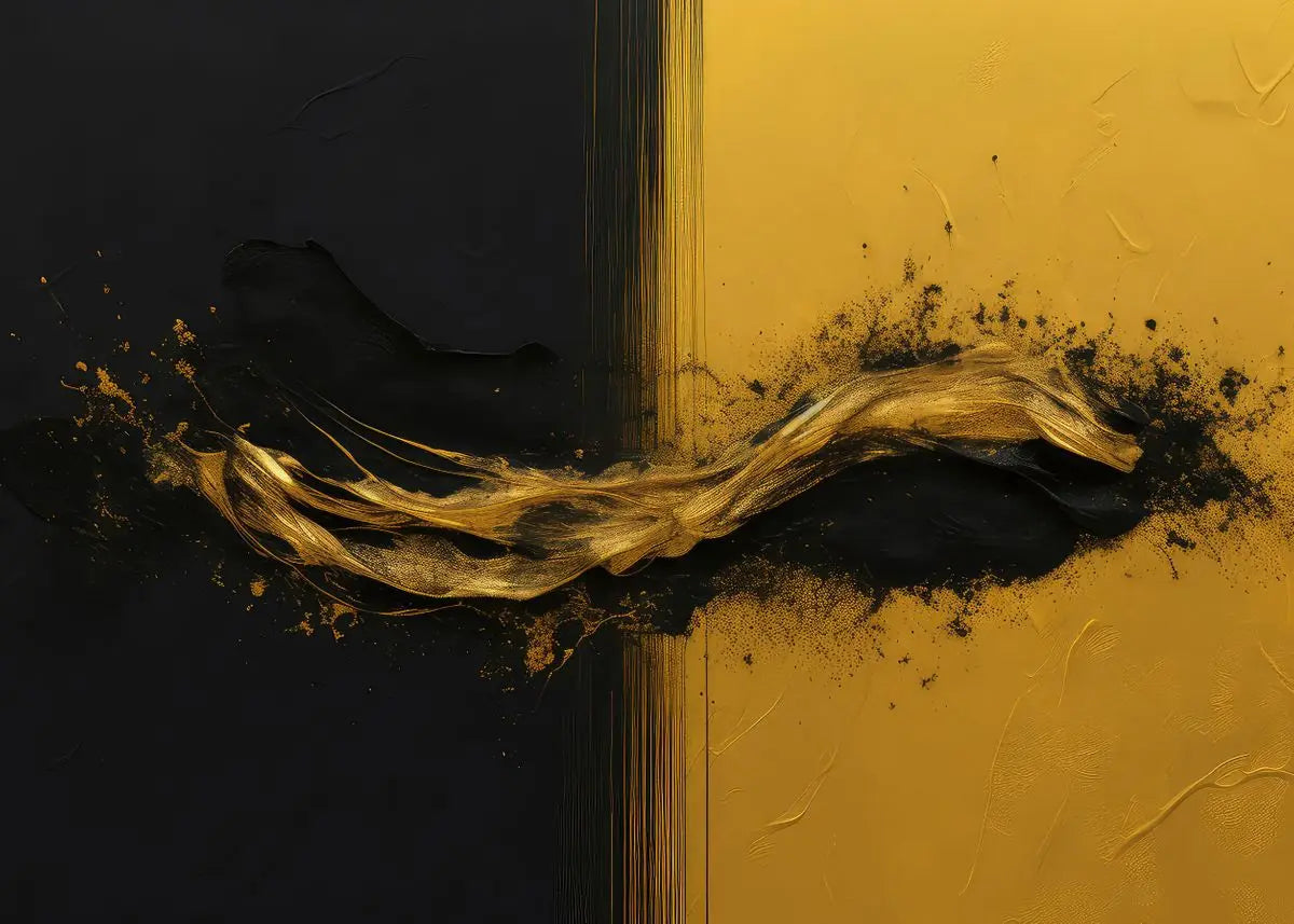 Modern Black & Gold Abstract Canvas Wall Art for Home Decor