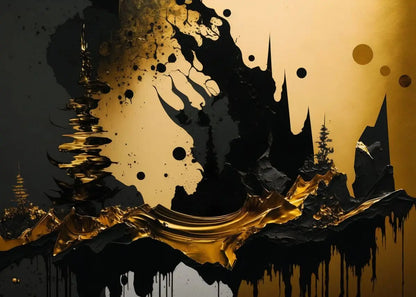Modern Black & Gold Abstract Canvas Wall Art for Home Decor