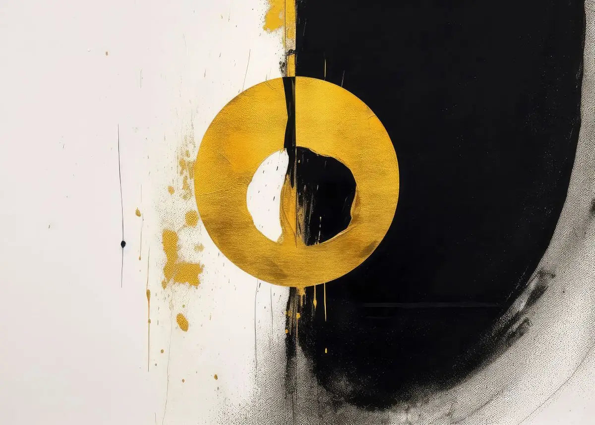 Modern Black & Gold Abstract Canvas Wall Art for Home Decor