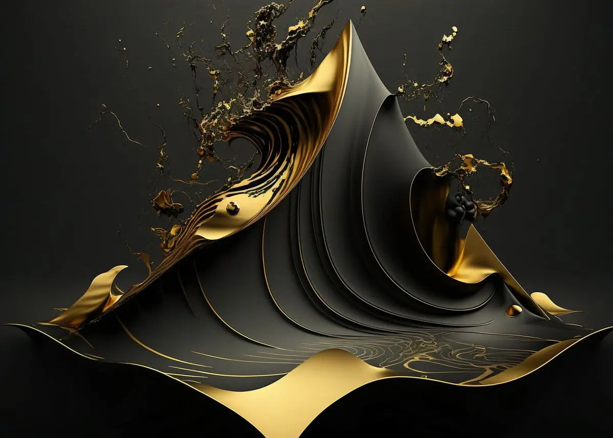 Modern Black & Gold Abstract Canvas Wall Art for Home Decor