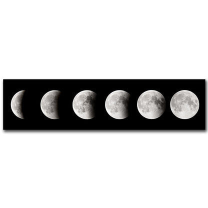 Moon Phases Black & White Canvas Wall Art for Bedroom & Living Room