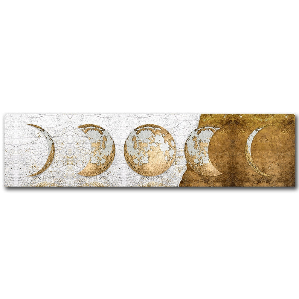 Moon Phases Black & White Canvas Wall Art for Bedroom & Living Room
