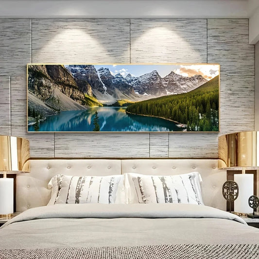 Mountain Lakes Forest Wilderness Canvas Wall Art for Living Room Decor