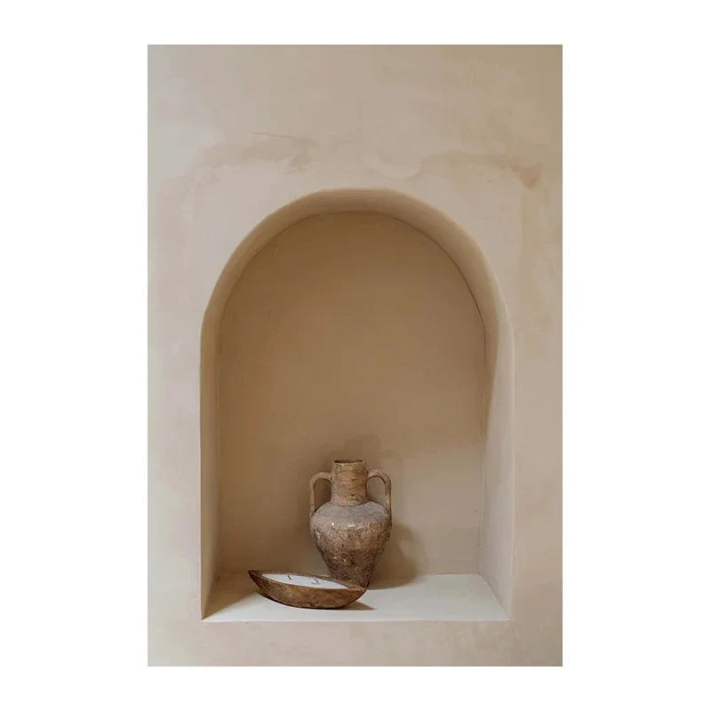 Neutral Terracotta Still Life Vase Canvas Art for Modern Home Decor