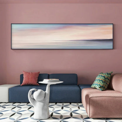Pastel Blue Pink Purple Abstract Landscape Canvas Wall Art for Bedroom