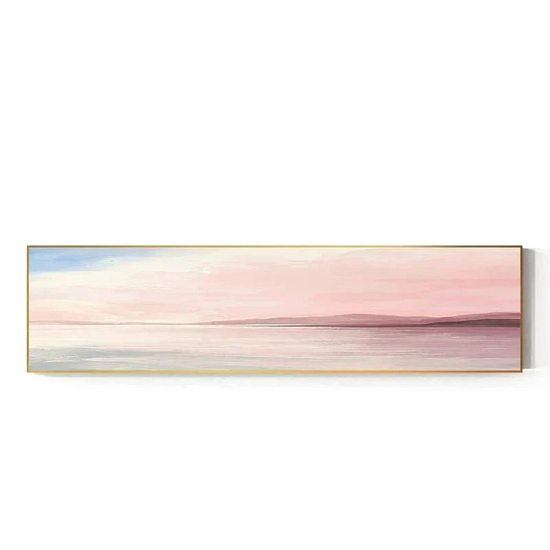Pastel Blue Pink Purple Abstract Landscape Canvas Wall Art for Bedroom