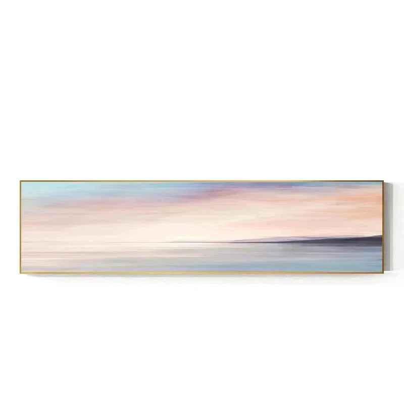 Pastel Blue Pink Purple Abstract Landscape Canvas Wall Art for Bedroom