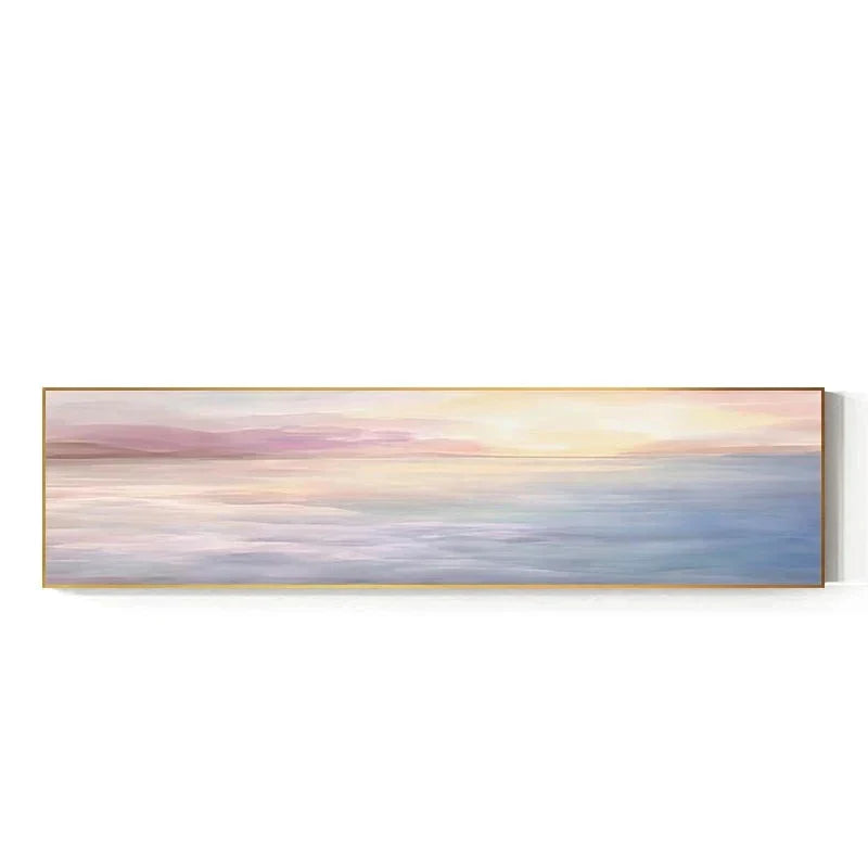 Pastel Blue Pink Purple Abstract Landscape Canvas Wall Art for Bedroom