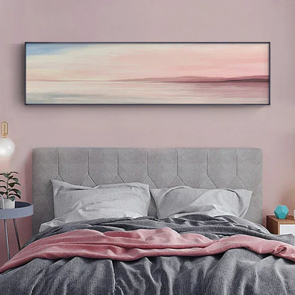 Pastel Blue Pink Purple Abstract Landscape Canvas Wall Art for Bedroom