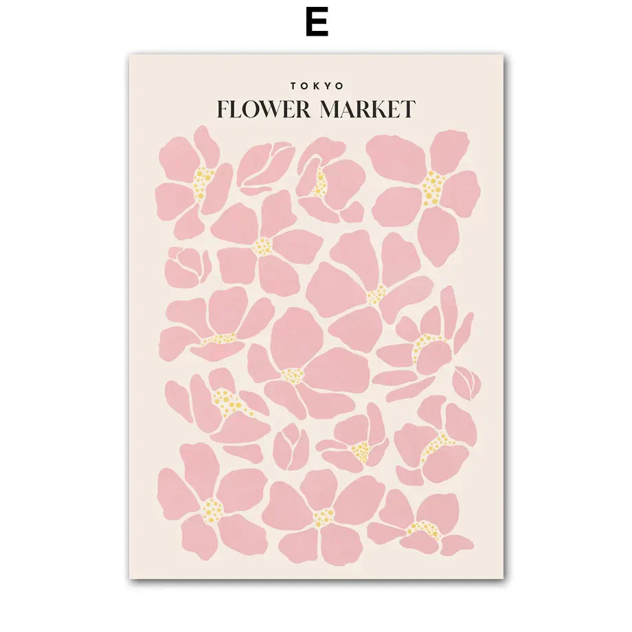 Pink Lavender Daisy Flower Market Canvas Prints for Home Decor