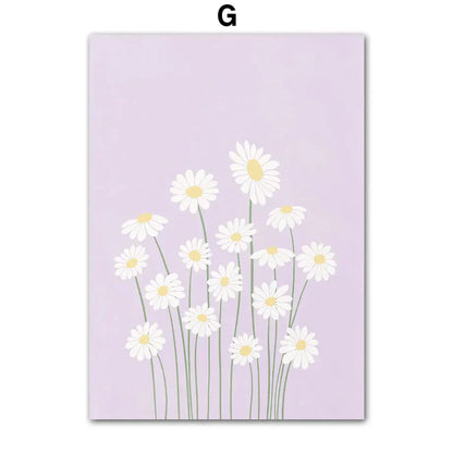 Pink Lavender Daisy Flower Market Canvas Prints for Home Decor