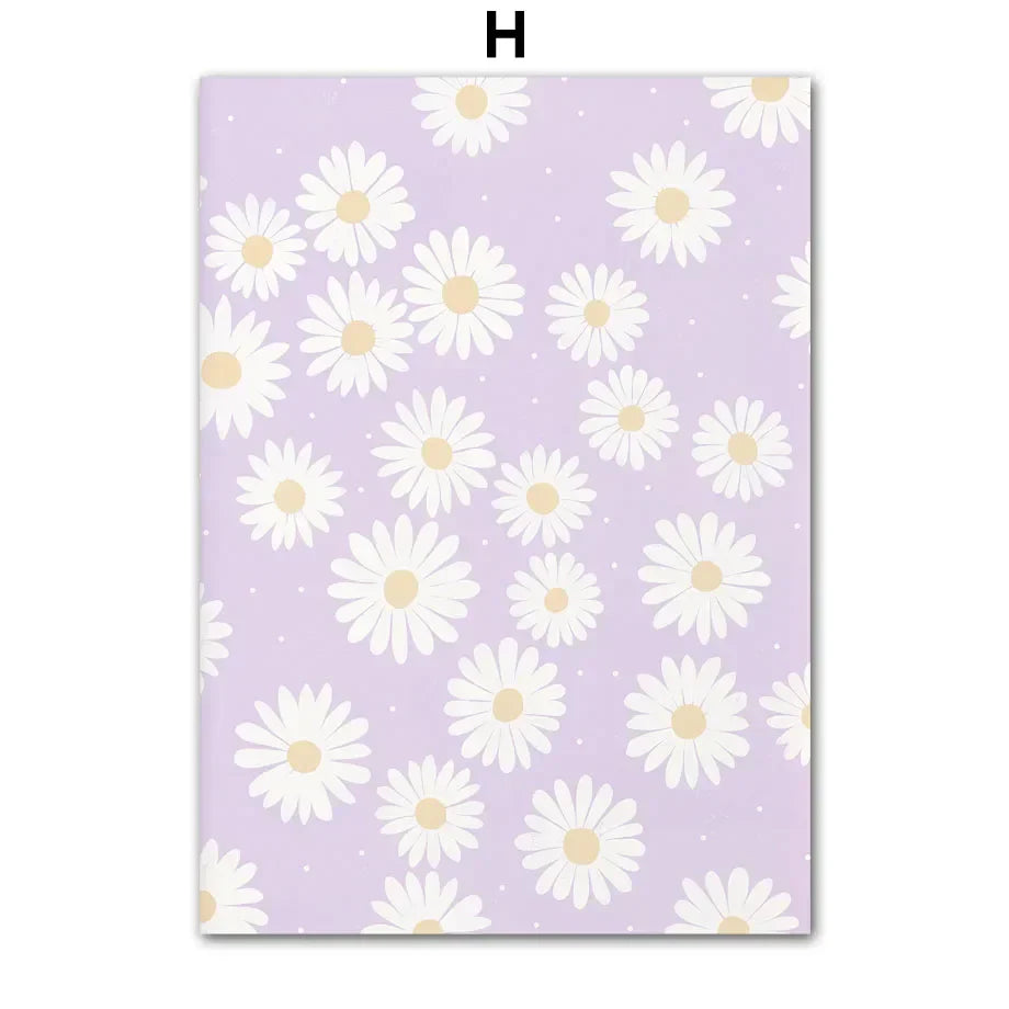 Pink Lavender Daisy Flower Market Canvas Prints for Home Decor