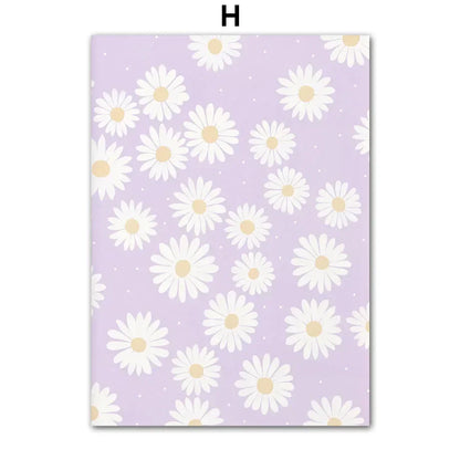 Pink Lavender Daisy Flower Market Canvas Prints for Home Decor