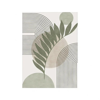Sage Green Beige Minimalist Abstract Botanical Canvas Wall Art Prints