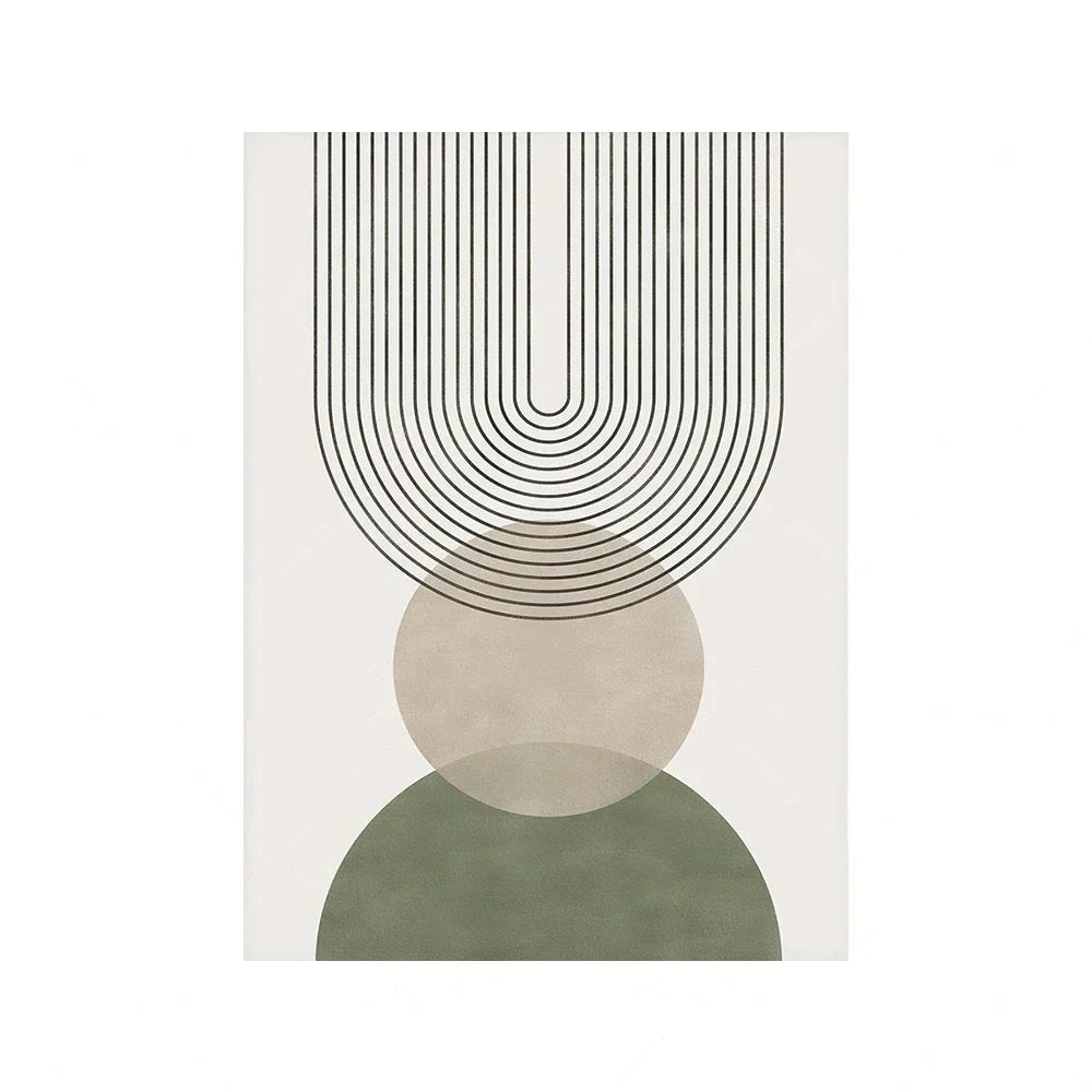 Sage Green Beige Minimalist Abstract Botanical Canvas Wall Art Prints