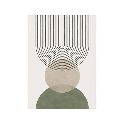 Sage Green Beige Minimalist Abstract Botanical Canvas Wall Art Prints