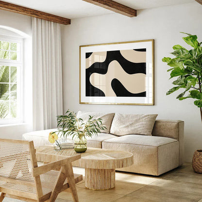 Shapely Black Abstract Minimalist Canvas Wall Art for Modern Decor