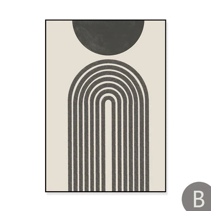 Sun Sea Circles Minimalist Line Art Canvas Prints for Modern Decor