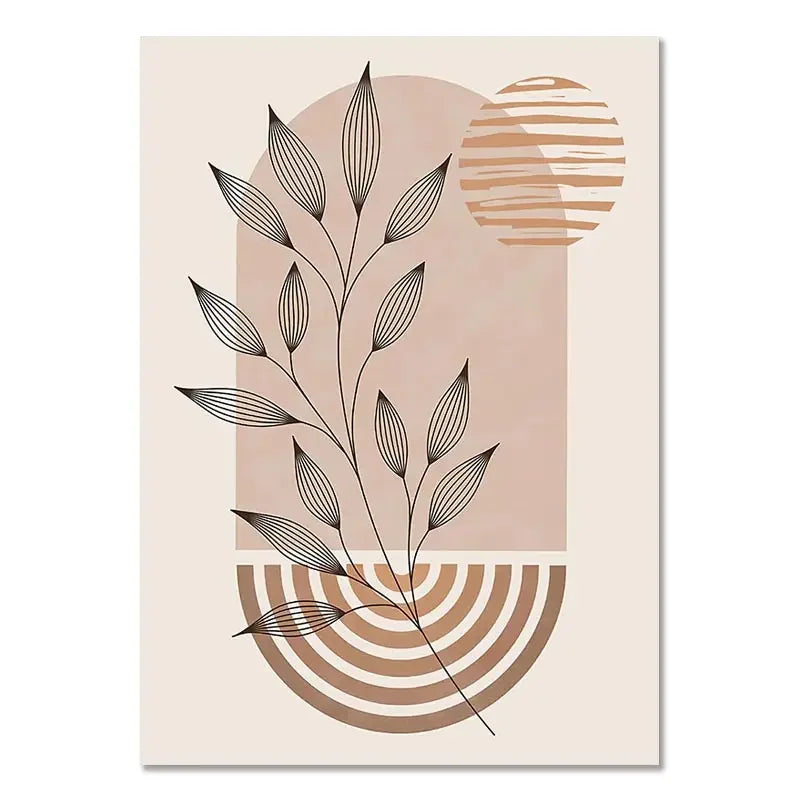 Terracotta Sun Minimalist Abstract Wall Art Canvas Print for Home
