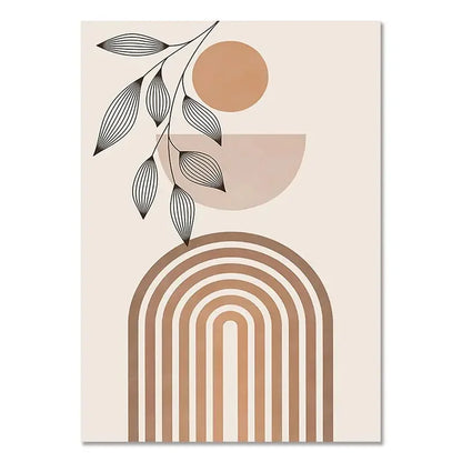 Terracotta Sun Minimalist Abstract Wall Art Canvas Print for Home