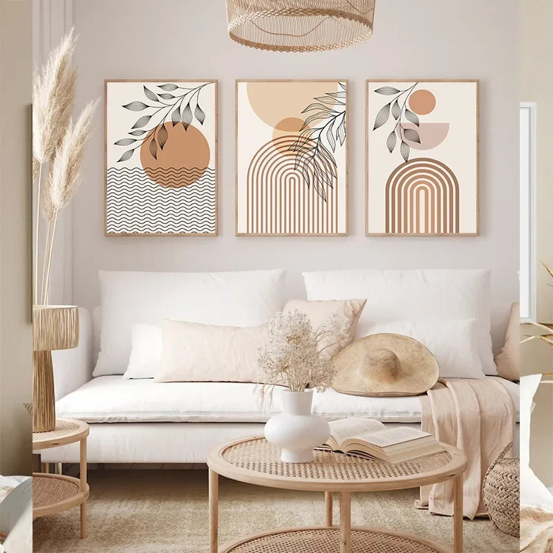 Terracotta Sun Minimalist Abstract Wall Art Canvas Print for Home