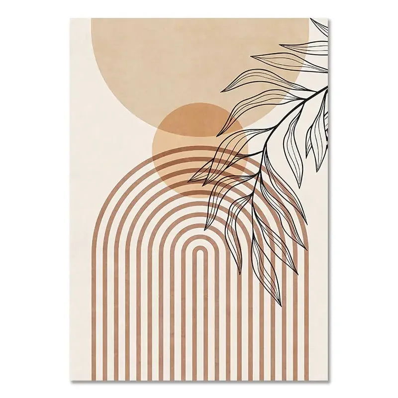 Terracotta Sun Minimalist Abstract Wall Art Canvas Print for Home