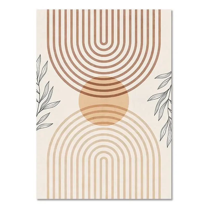 Terracotta Sun Minimalist Abstract Wall Art Canvas Print for Home