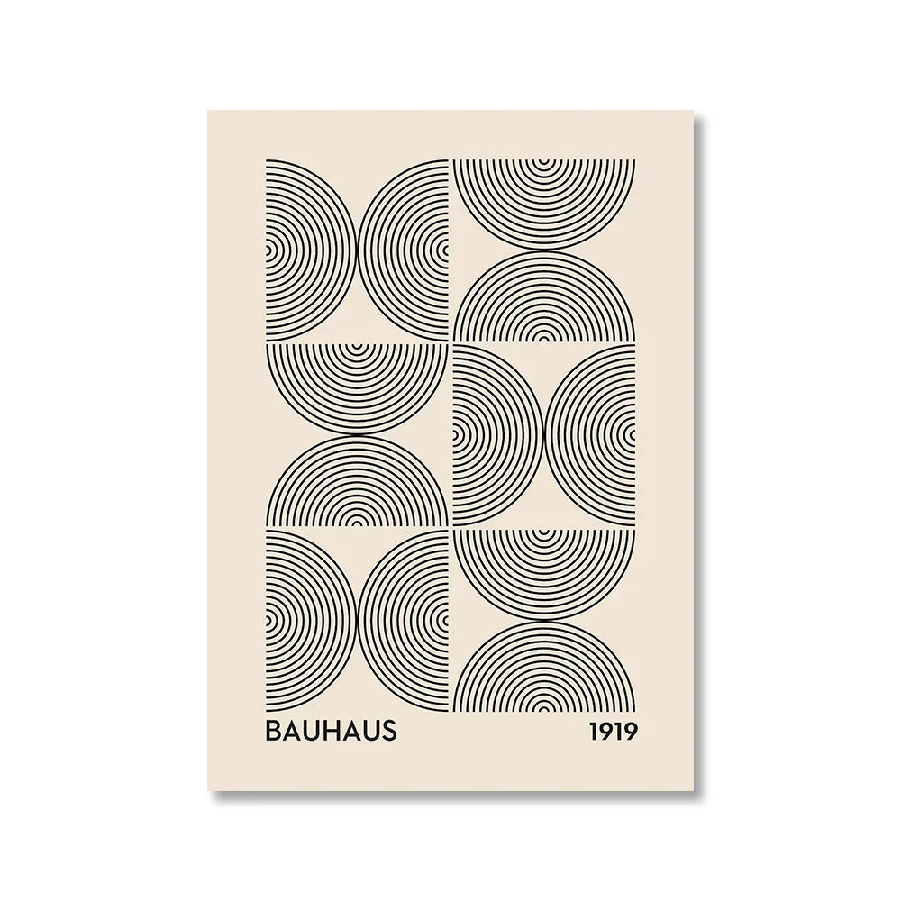 Vintage Retro Geometric Bauhaus Canvas Print Wall Art for Home Decor