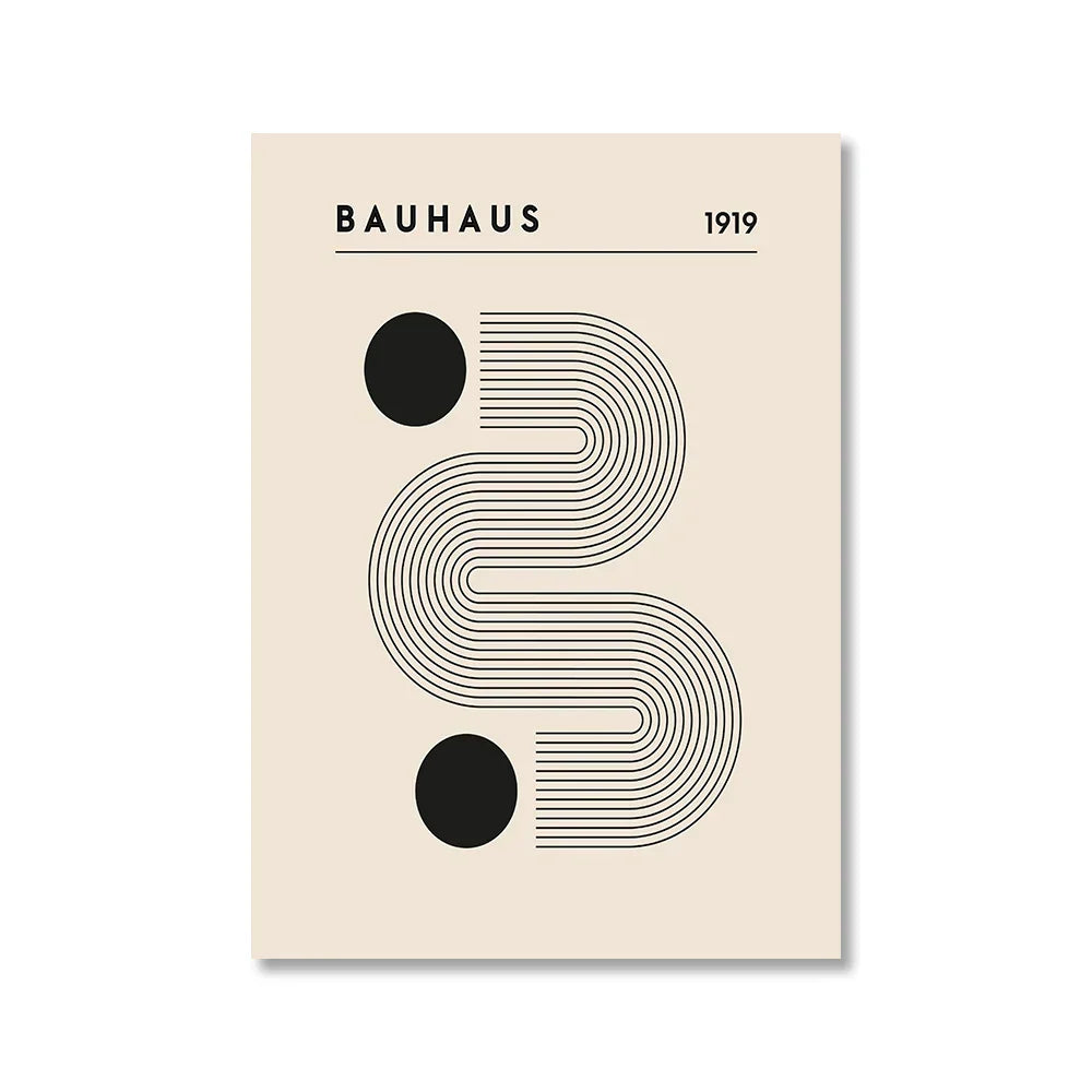 Vintage Retro Geometric Bauhaus Canvas Print Wall Art for Home Decor