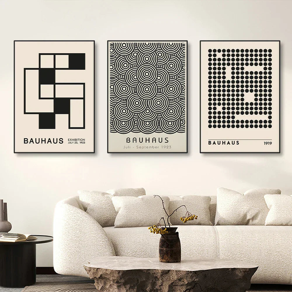 Vintage Retro Geometric Bauhaus Canvas Print Wall Art for Home Decor