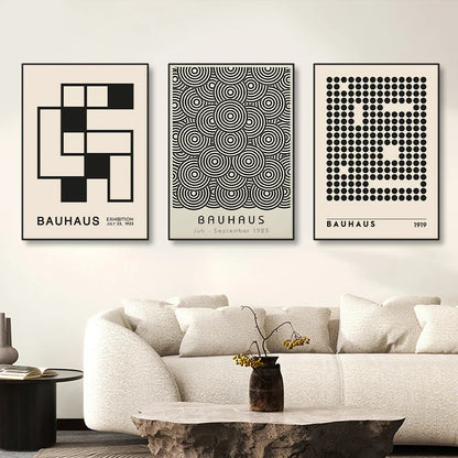 Vintage Retro Geometric Bauhaus Canvas Print Wall Art for Home Decor