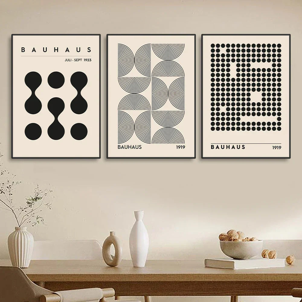 Vintage Retro Geometric Bauhaus Canvas Print Wall Art for Home Decor