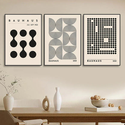 Vintage Retro Geometric Bauhaus Canvas Print Wall Art for Home Decor