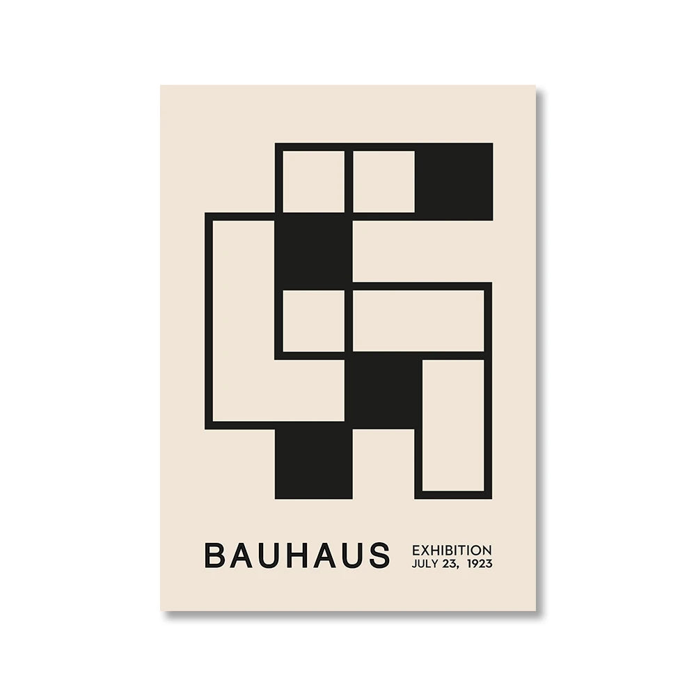 Vintage Retro Geometric Bauhaus Canvas Print Wall Art for Home Decor